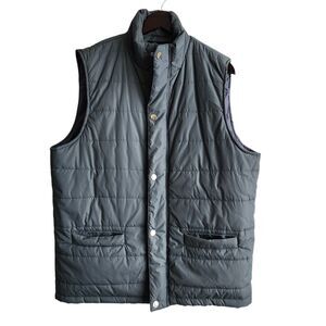 Coofandy Men's XXL Quilted Puffer Vest Gray Full Zip Snap Stand Collar Jacket